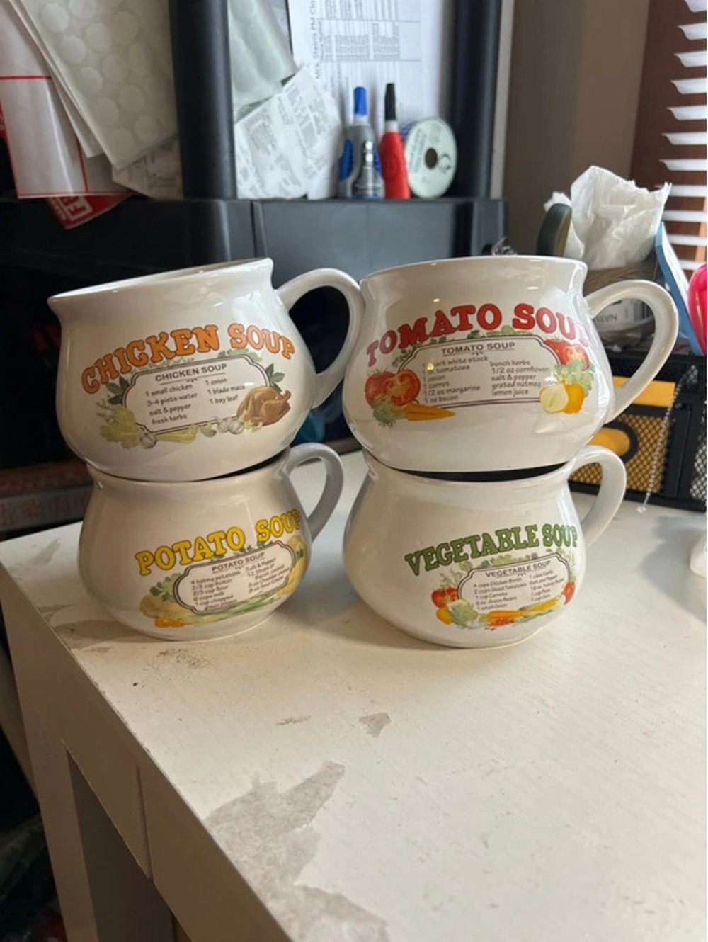 Set of 4 ddj soup mugs